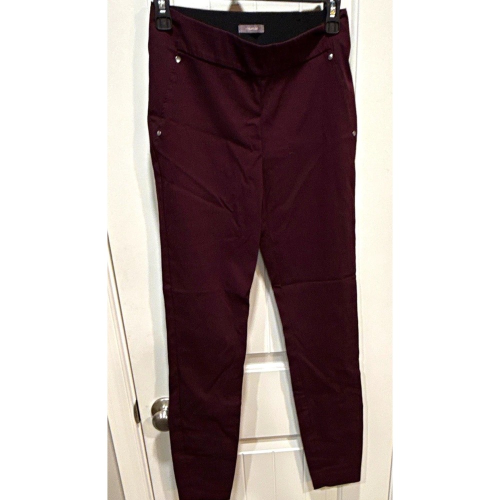 maurices Burgundy Ponte Pull-On Skinny Pants Women's XS Slim Stretch Pockets